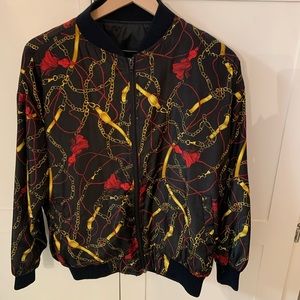 Bomber Jacket with Tassel and Chain Pattern